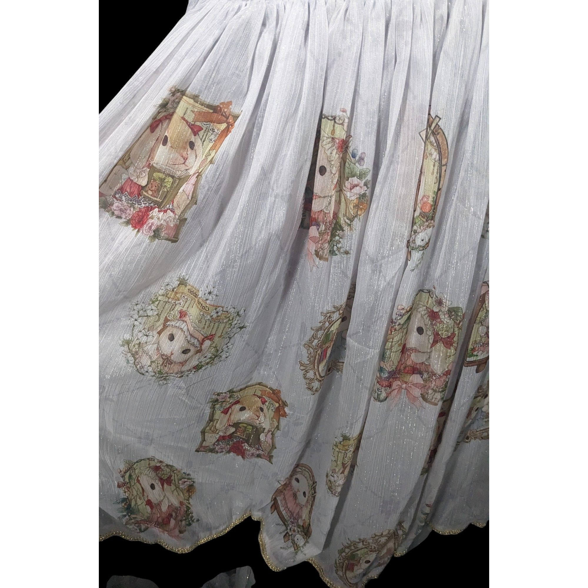 Other Vintage Whimsical Fantasy Cotton Rabbit Lolita Dress Size L / US 10 / IT 46 - 4 Thumbnail