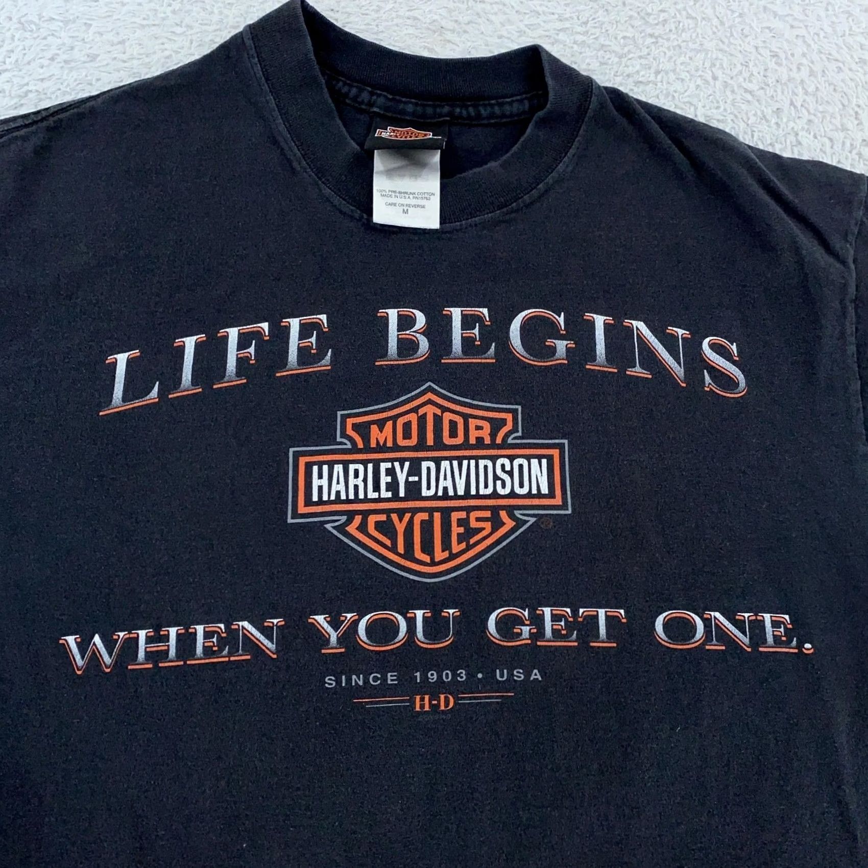 Harley Davidson Vtg Harley-Davidson Life Begins Shirt Mens S Black Graphic Print Crew Neck Short Sleeve USA Biker Mens Size US S / EU 44-46 / 1 - 2 Thumbnail