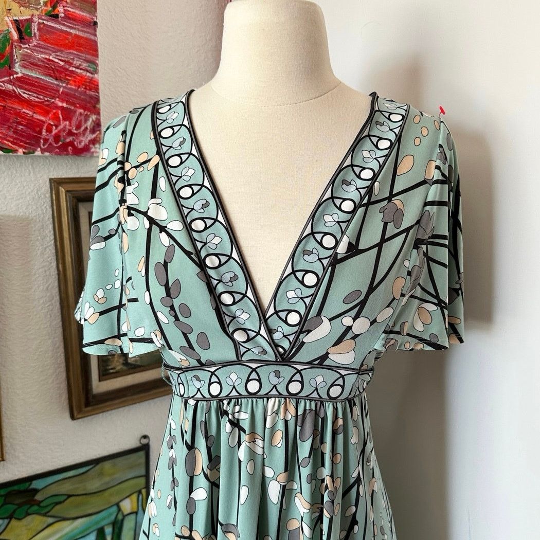 Other max and cleo baby doll v neck floral blue dress Size S / US 4 / IT 40 - 2 Thumbnail