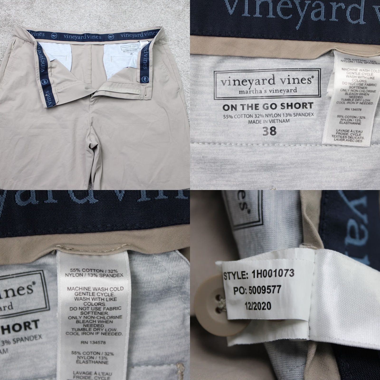 Vineyard Vines Vineyard Vines OTG Shorts Mens 38 Beige 9" On the Go Performance Stretch Chino Pockets Slim Size US 38 / EU 54 - 8 Thumbnail