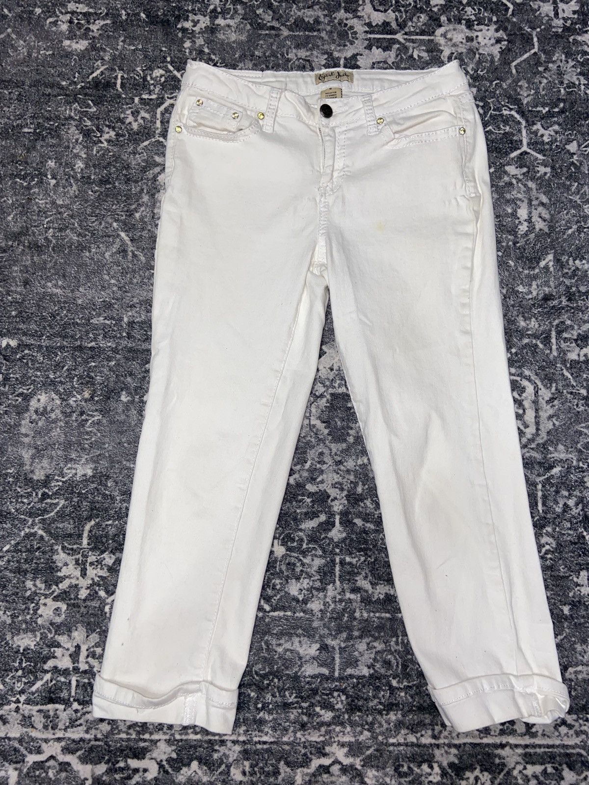 Earl Jeans Y2K EMBROIDERED RHINESTONE WHITE JEANS Size 28" / US 6 / IT 42 - 3 Thumbnail