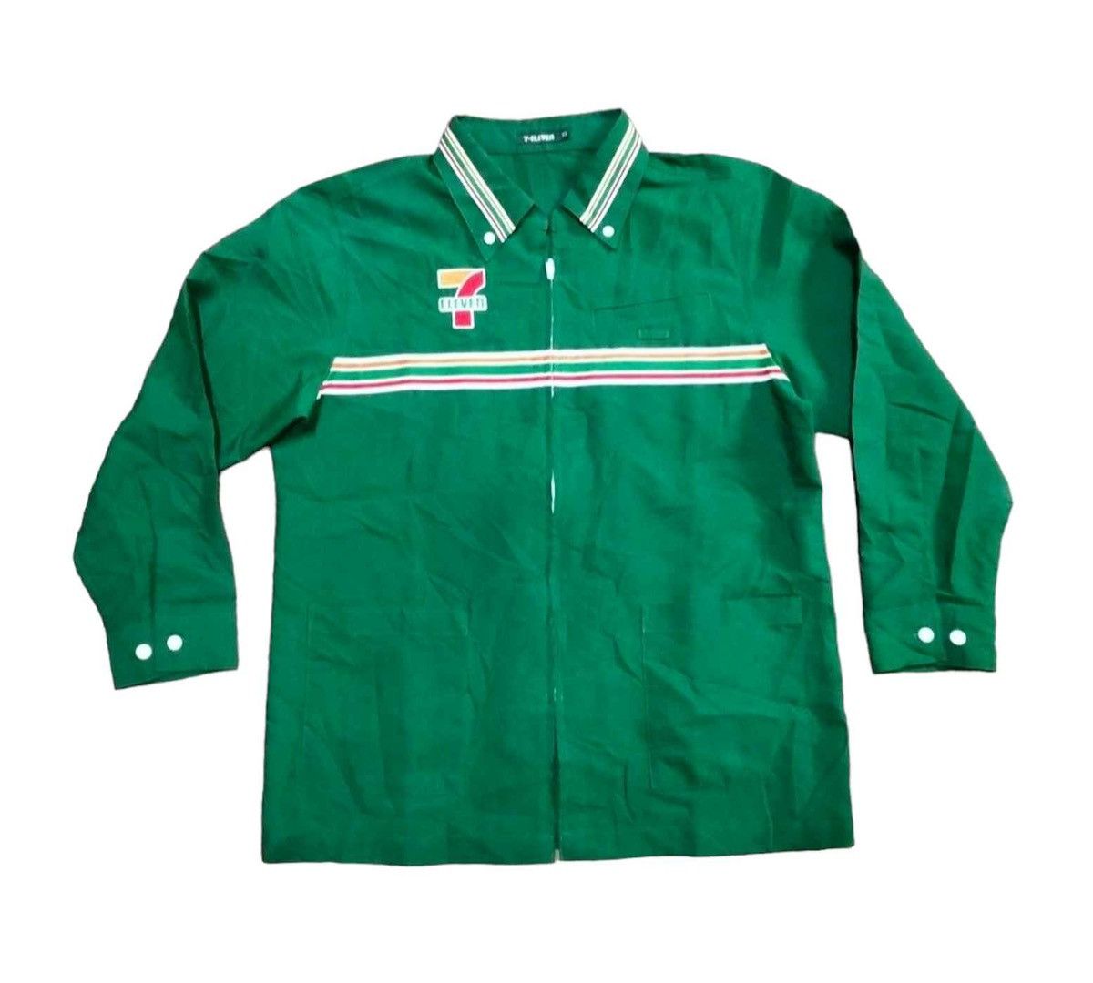 image of Uniform Wares x Vintage 7 Eleven Workers Zipper Uniforms in Green, Men's (Size Medium)