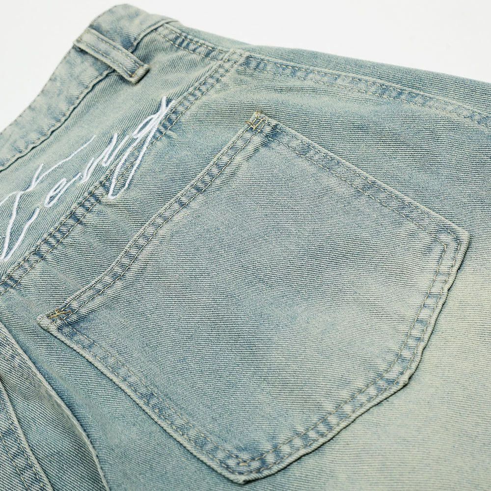 Jean Vintage distressed washed punk patchwork scimitar jeans Size US 34 / EU 50 - 5 Thumbnail