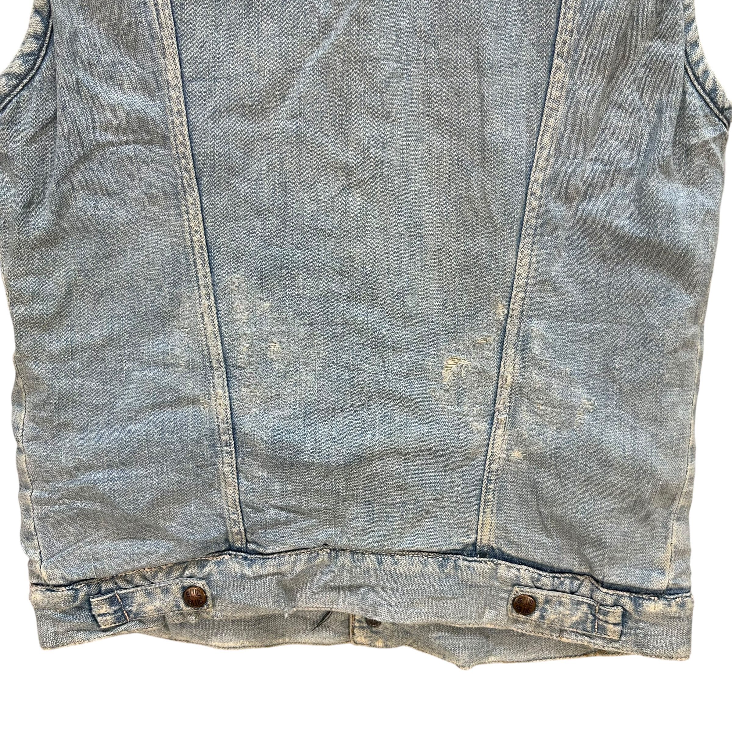 Blue Blue Japan 80's BLUE BLUE Trashed Work Western Denim Vest #A70-1708 Size US S / EU 44-46 / 1 - 14 Thumbnail