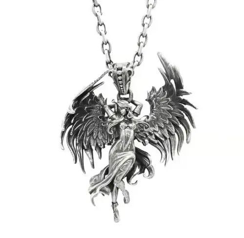 Vintage Evil Angel Wings Goddess Pendant Necklace Size ONE SIZE - 4 Thumbnail