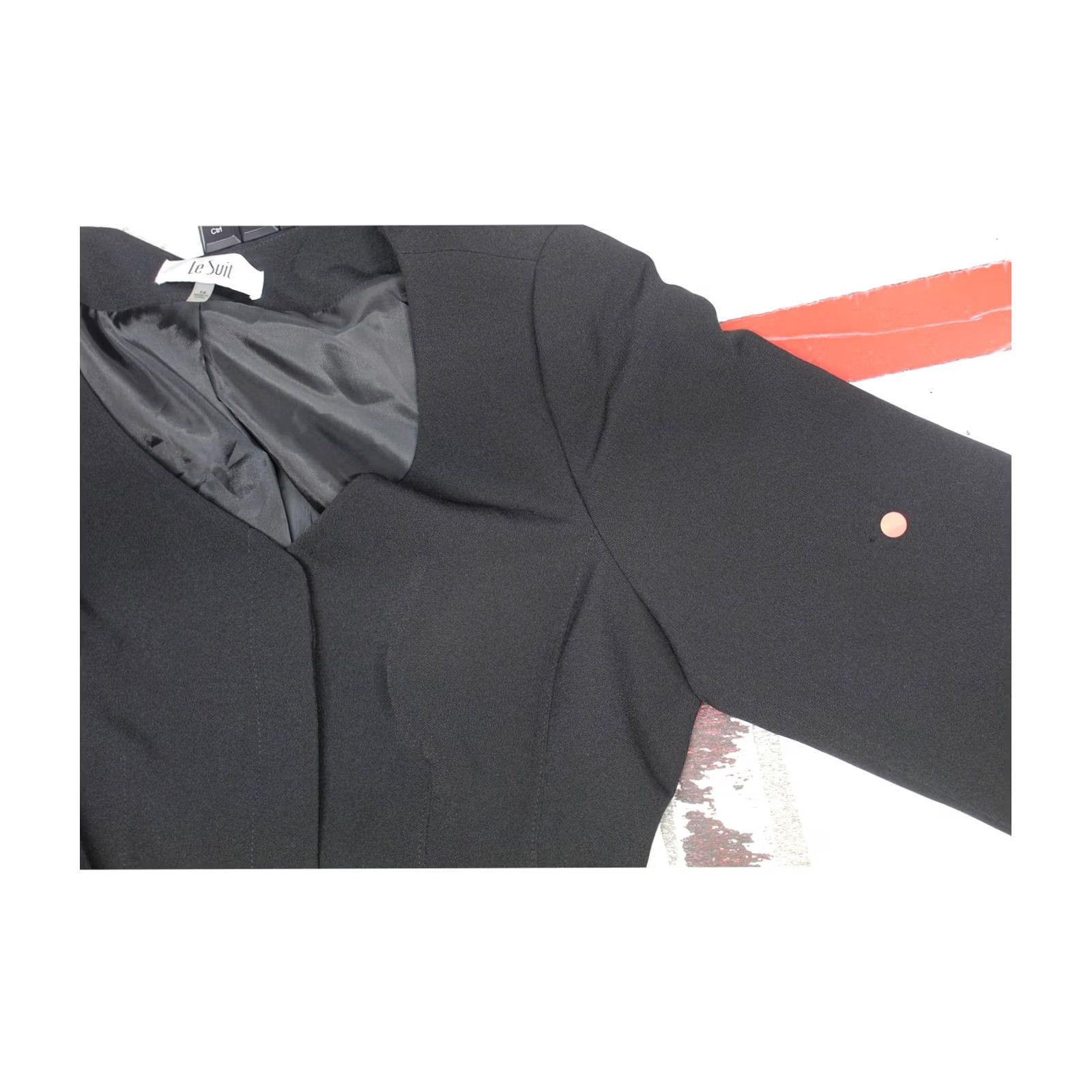 Vintage Le Suit Womens black 14 Belted 2 Piece Skirt Suit Size 36" / US 14 / IT 50 - 3 Thumbnail