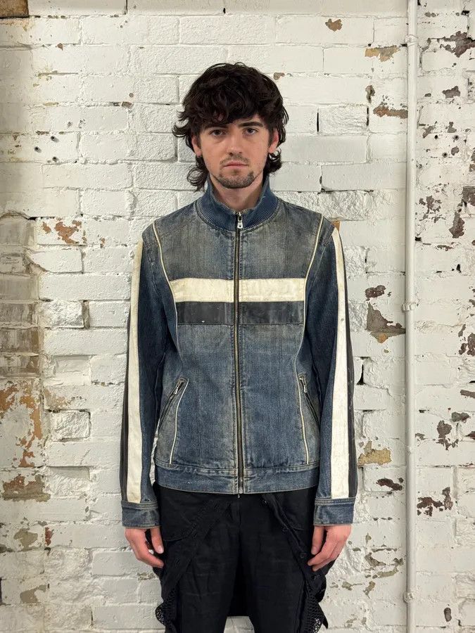 Dolce & Gabbana AW2005 Dolce & Gabbana Navy Hybrid Leather & Denim Jacket Size US M / EU 48-50 / 2 - 2 Thumbnail