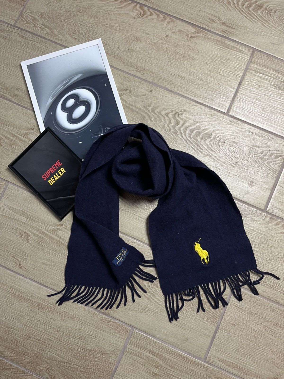 Polo Ralph Lauren Polo Ralph Lauren Wool Scarf Unisex Navy Big Logo Excellent Size ONE SIZE - 2 Thumbnail