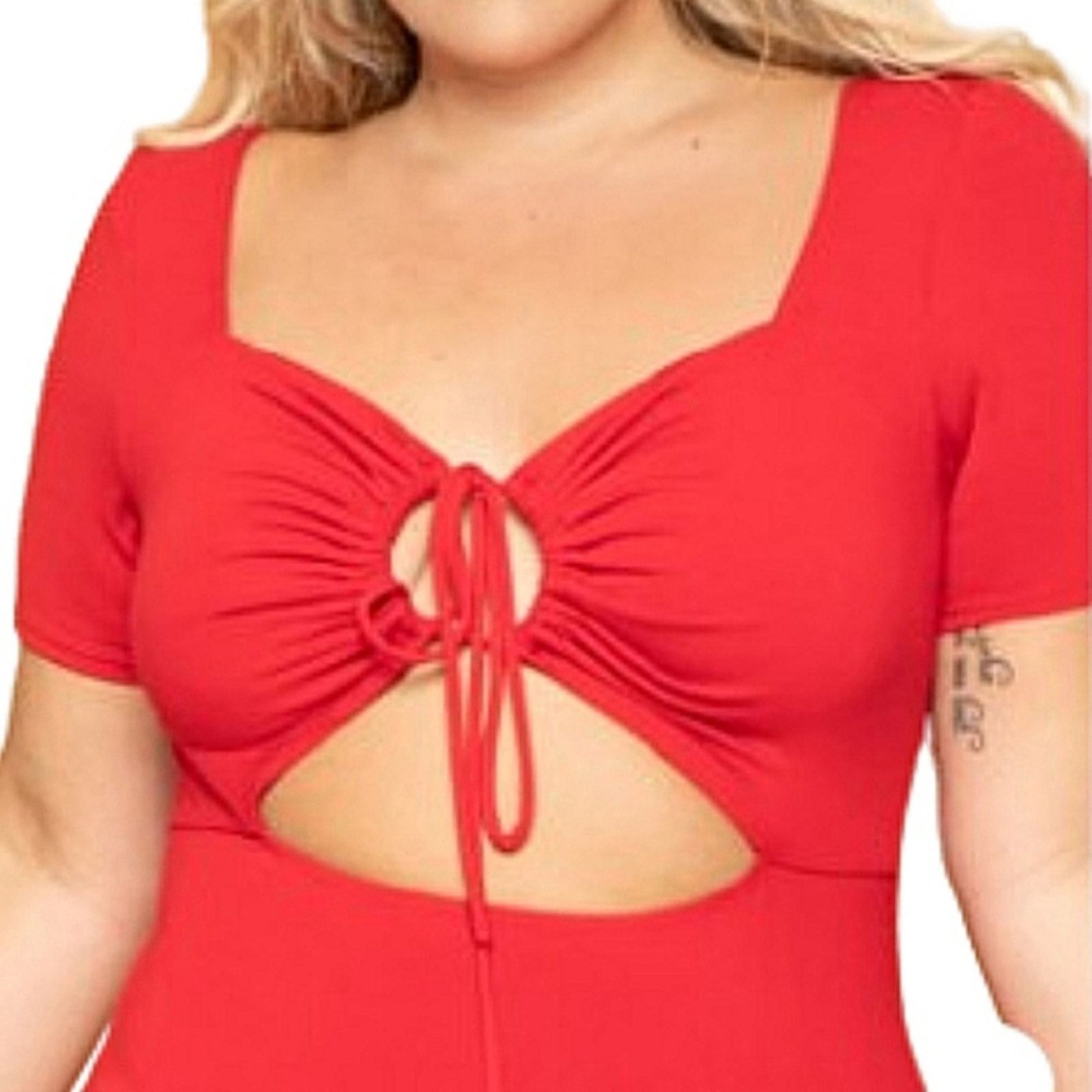 Other CURVYSENSE ☆ KYRA ☆ RED ☆ DRAWSTRING MINI DRESS ☆ 3x ☆ NWT Size 3XL / US 20-22 - 5 Thumbnail