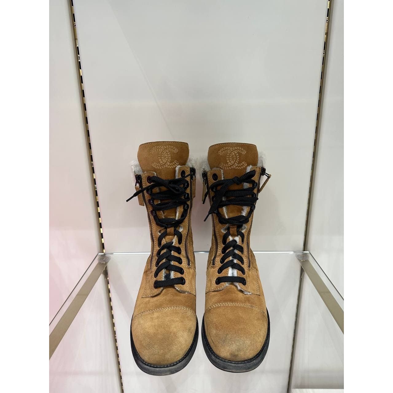 Chanel CHANEL 2012 Brown Suede Mid-Calf Combat Boots Size 38.5 Size US 7.5 / IT 37.5 - 2 Thumbnail
