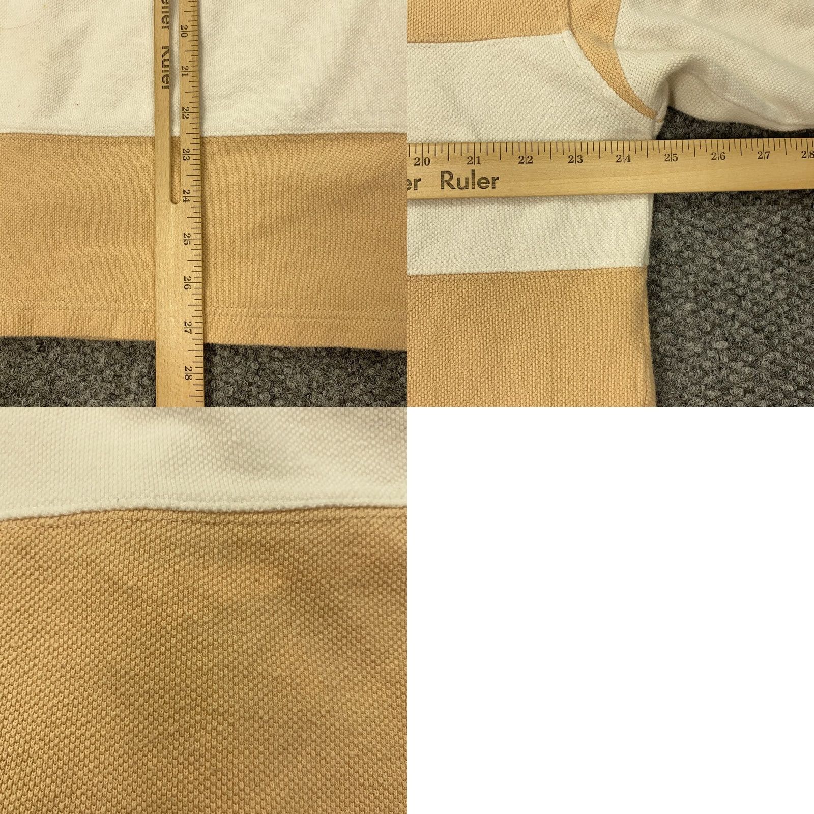 Lacoste VTG Lacoste Polo Shirt 3XL White Tan Striped Preppy 90s Mens Shirt Polo Size US XXL / EU 58 / 5 - 8 Thumbnail