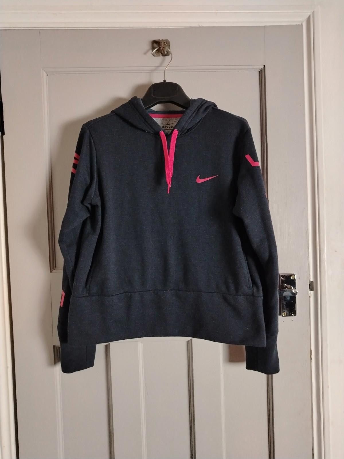 Nike Nike Dri-FIT Hoodie Women’s Small Navy Pink Swoosh Thumbhole Size S / US 4 / IT 40 - 1 Thumbnail