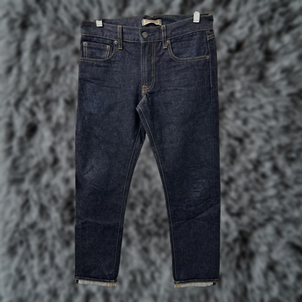 Uniqlo UNIQLO Jeans Slim Straight Fit Mens 29x32 Dark Wash Denim Blue 5-Pocket Zipper Button Logo Slim Straight Style Straight Fit Jeans Mens Size US 29 - 1 Thumbnail