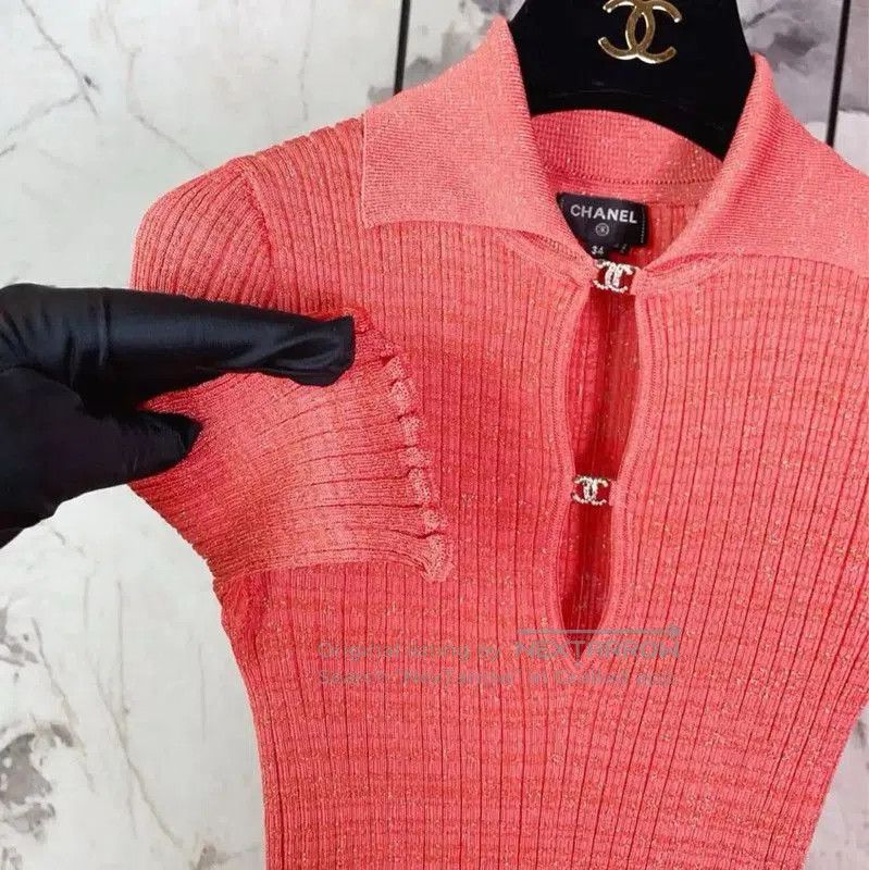 Chanel Chanel Brick Red Short Sleeve Top . Size S / US 4 / IT 40 - 7 Thumbnail