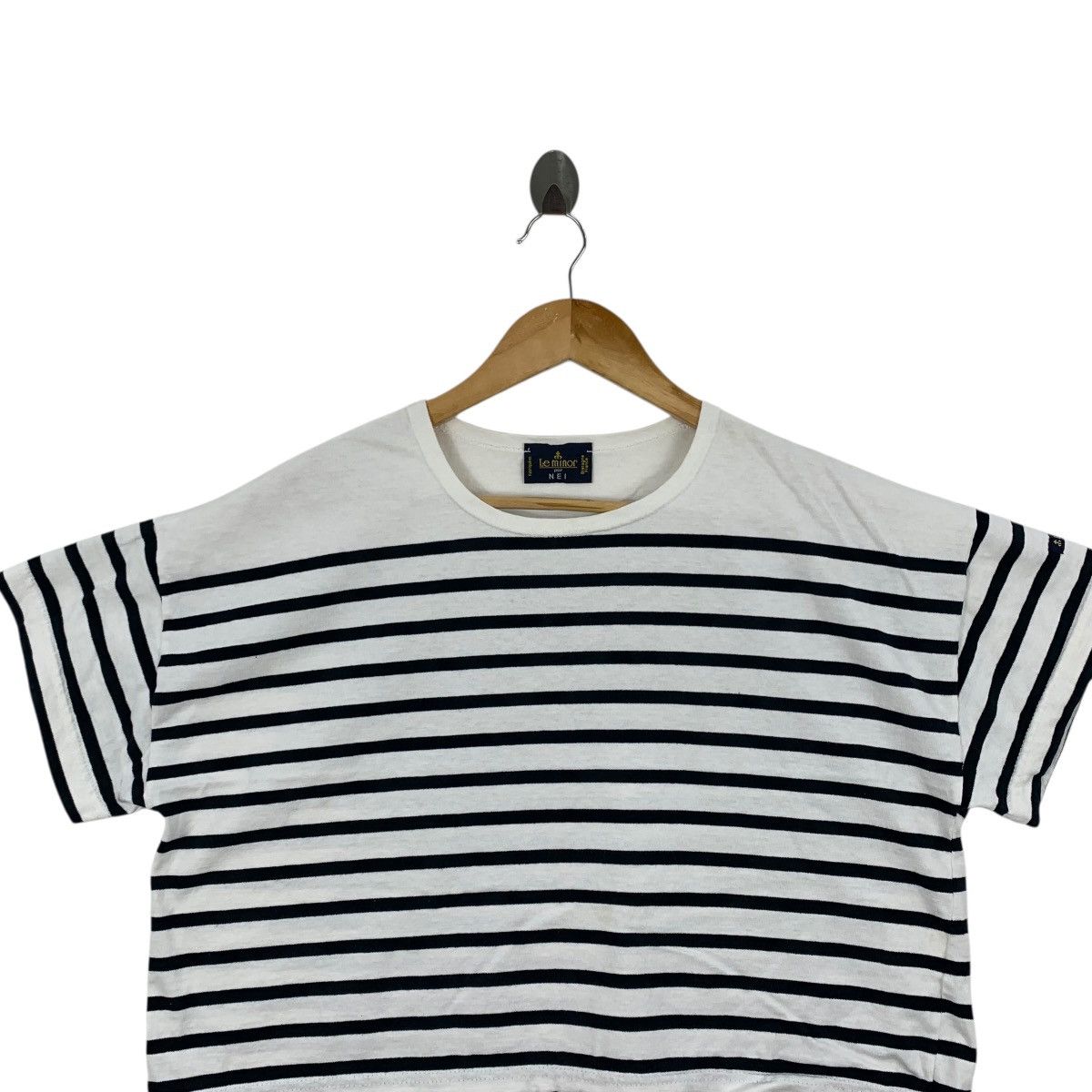 Vintage Vintage LE MINOR POUR Nei France Stripes Crop Top Tshirt Size M / US 6-8 / IT 42-44 - 2 Thumbnail