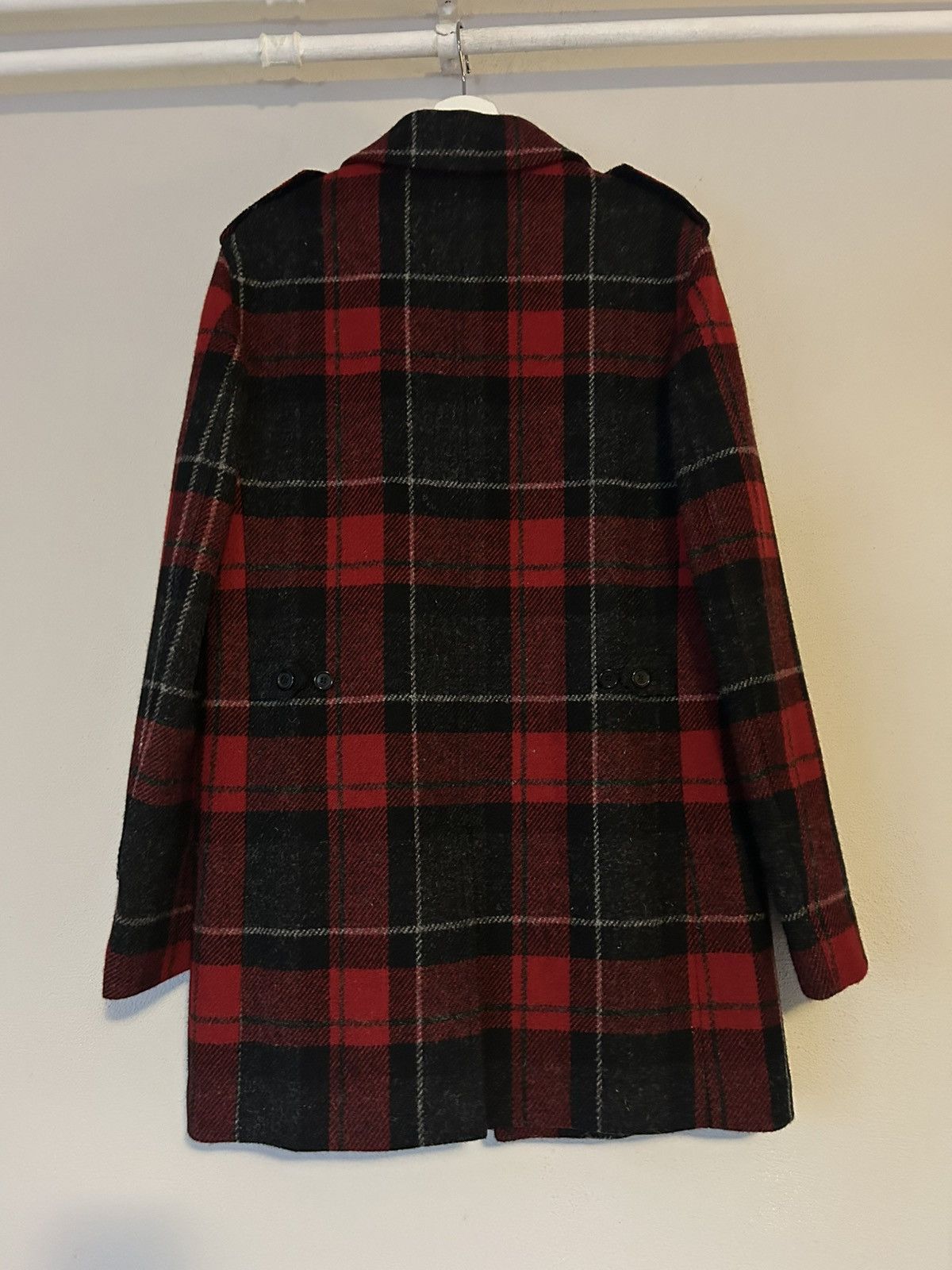 Saint Laurent Paris Saint Laurent Red & Black Tartan Wool Overcoat Size US M / EU 48-50 / 2 - 8 Thumbnail