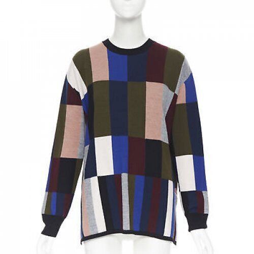 new VVB VICTORIA BECKHAM 100% wool graphic colorblocked oversized
