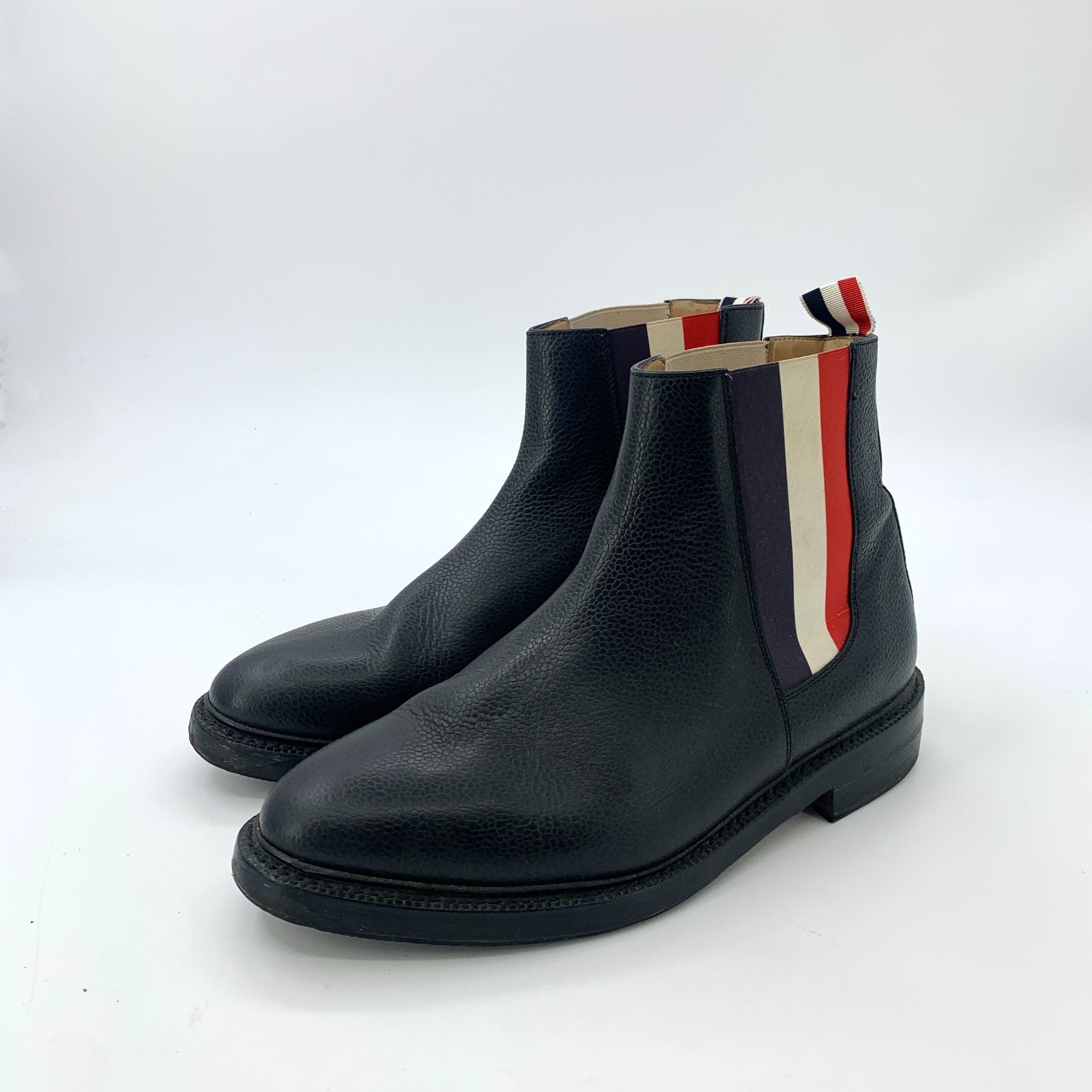 Thom Browne Thom Browne Black Striped Round-Toe Leather Chelsea Boots (S Size US 8.5 / EU 41-42 - 1 Thumbnail