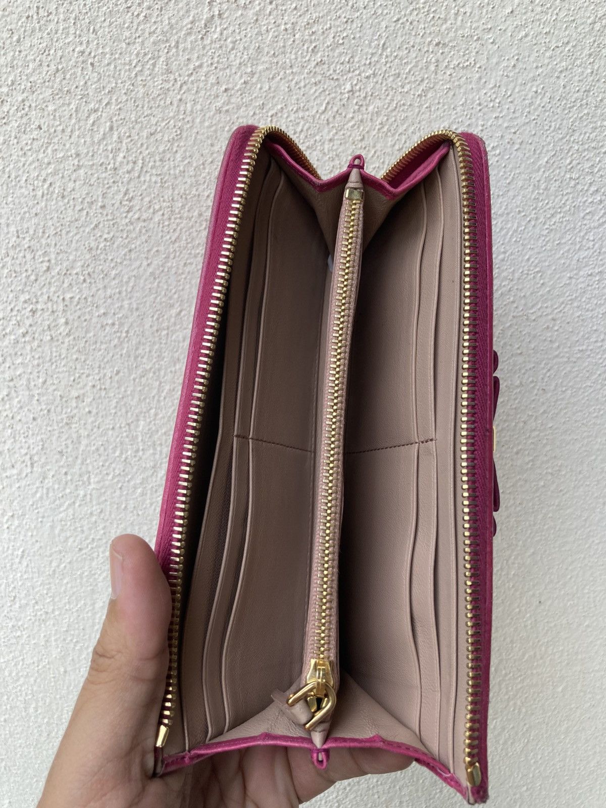 Prada Prada Saffiano Chevron Ribbon Peonia Pink Wallet Size ONE SIZE - 5 Thumbnail