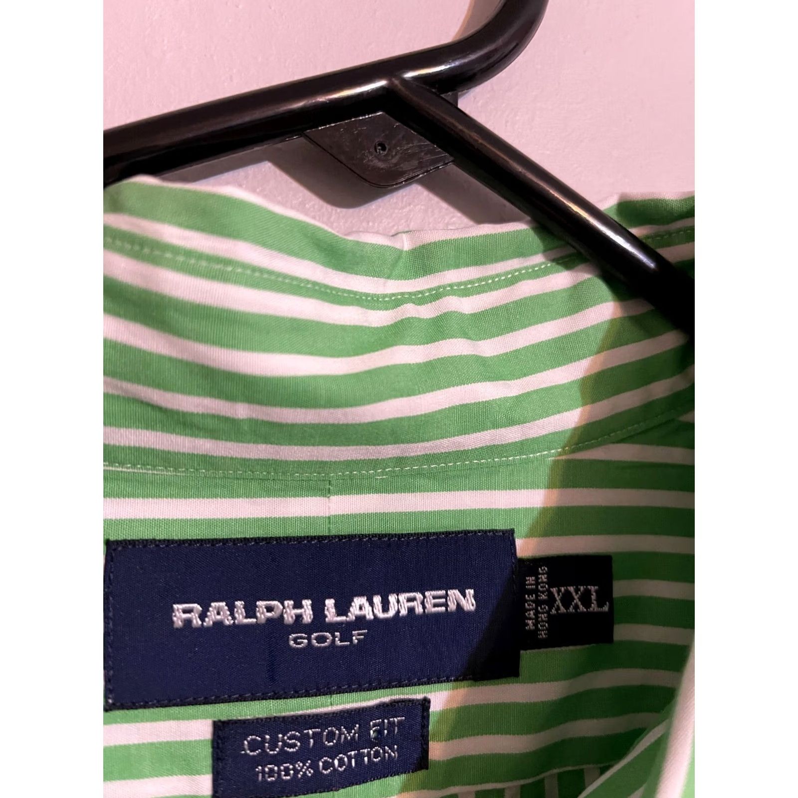 Polo Ralph Lauren Polo Ralph Lauren Golf Shirt Button Up Green Stripe Custom Fit Mens 2XL Casual Size US XXL / EU 58 / 5 - 3 Thumbnail
