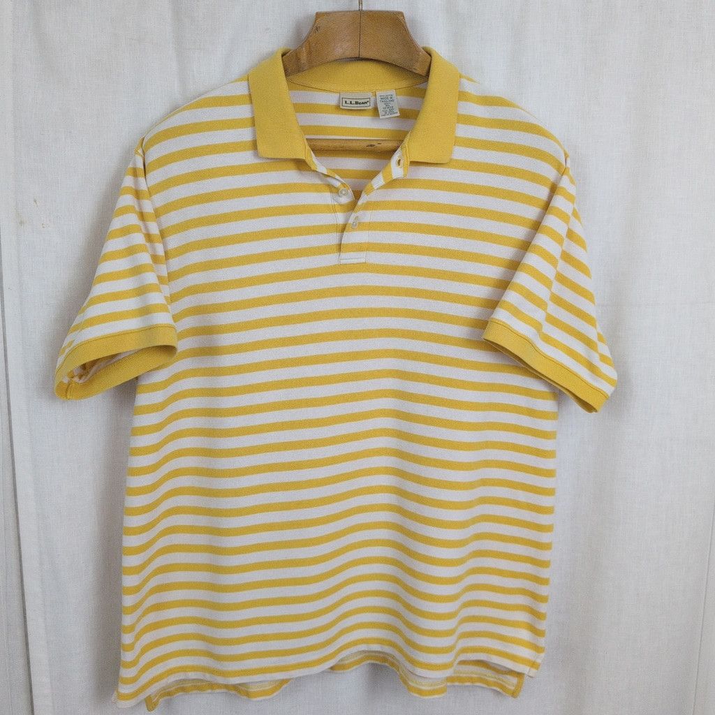 L.L. Bean Y2K LL Bean Yellow Stripe Cotton Polo XXL Size US XXL / EU 58 / 5 - 1 Thumbnail