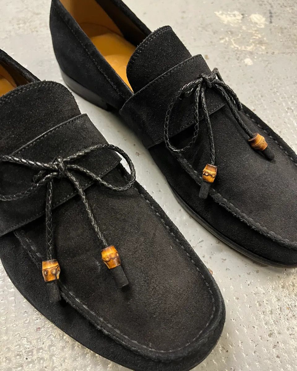 Gucci Gucci Black Suede Bow Detail Loafer Shoes Size US 8 / EU 41 - 4 Thumbnail