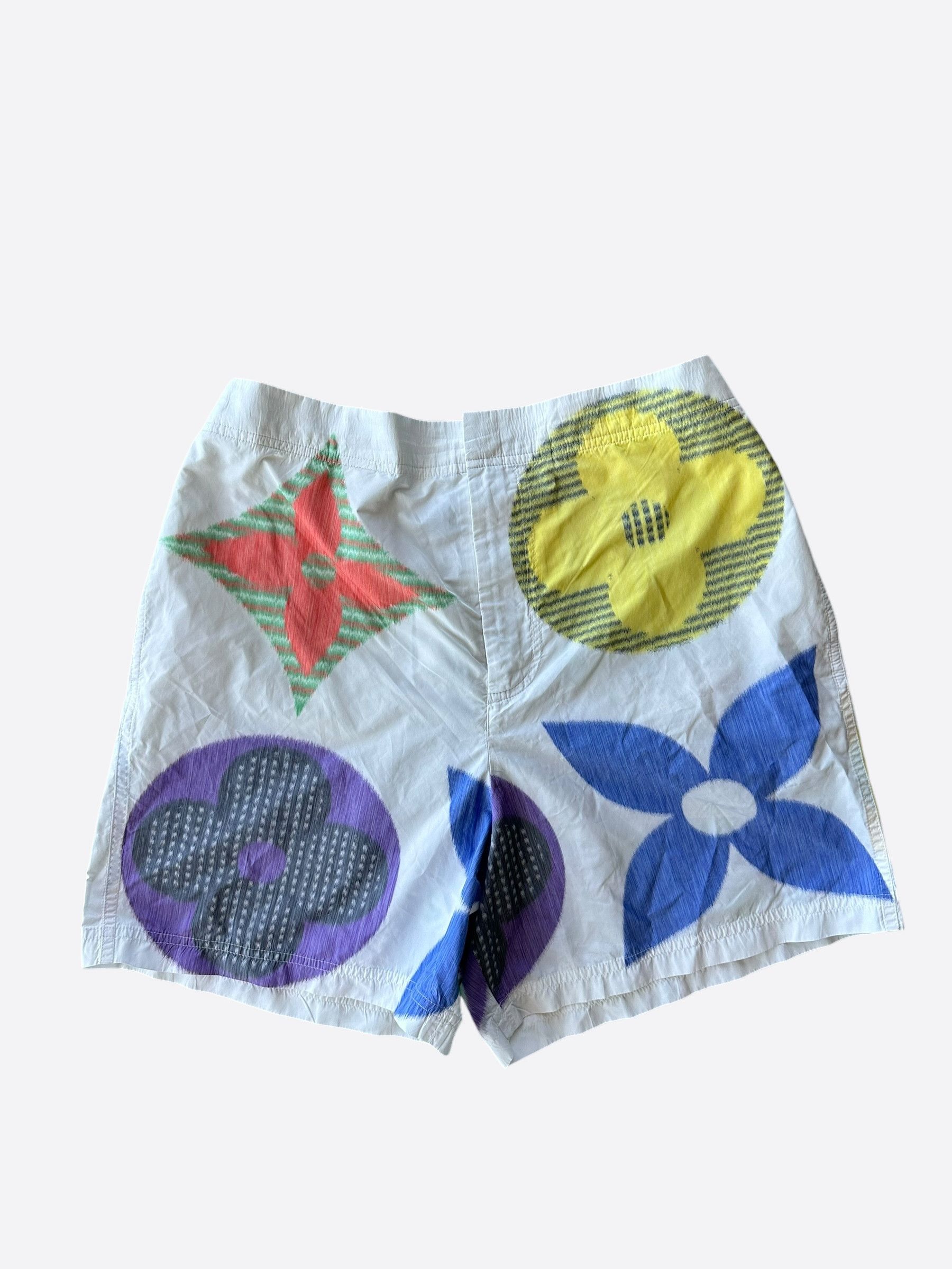 Louis Vuitton Louis Vuitton White Multicolor Flower Monogram Swimshorts Size US 36 / EU 52 - 1 Thumbnail