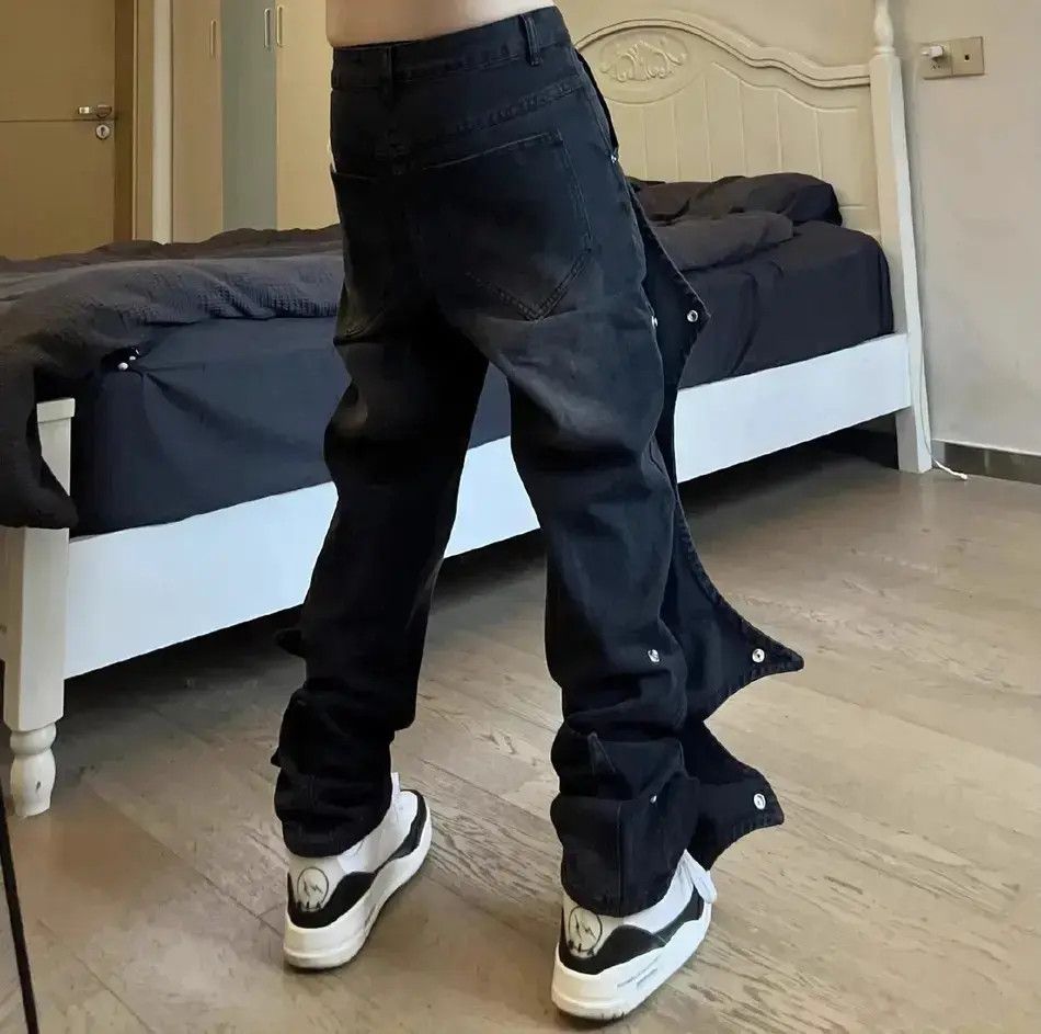 Retro bat edge patchwork jeans