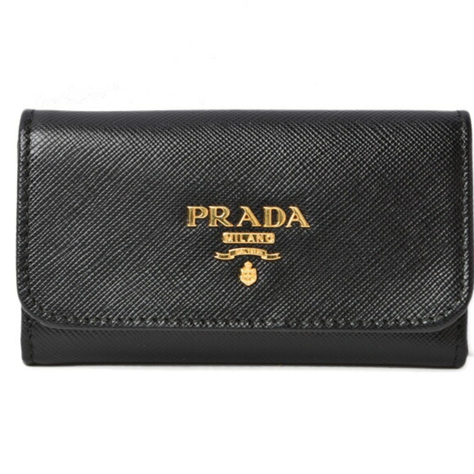 Prada Prada 6-ring key case, holder, 1PG222, SAFFIANO METAL embossed leather, NERO black, unused, outlet Size ONE SIZE - 1 Thumbnail