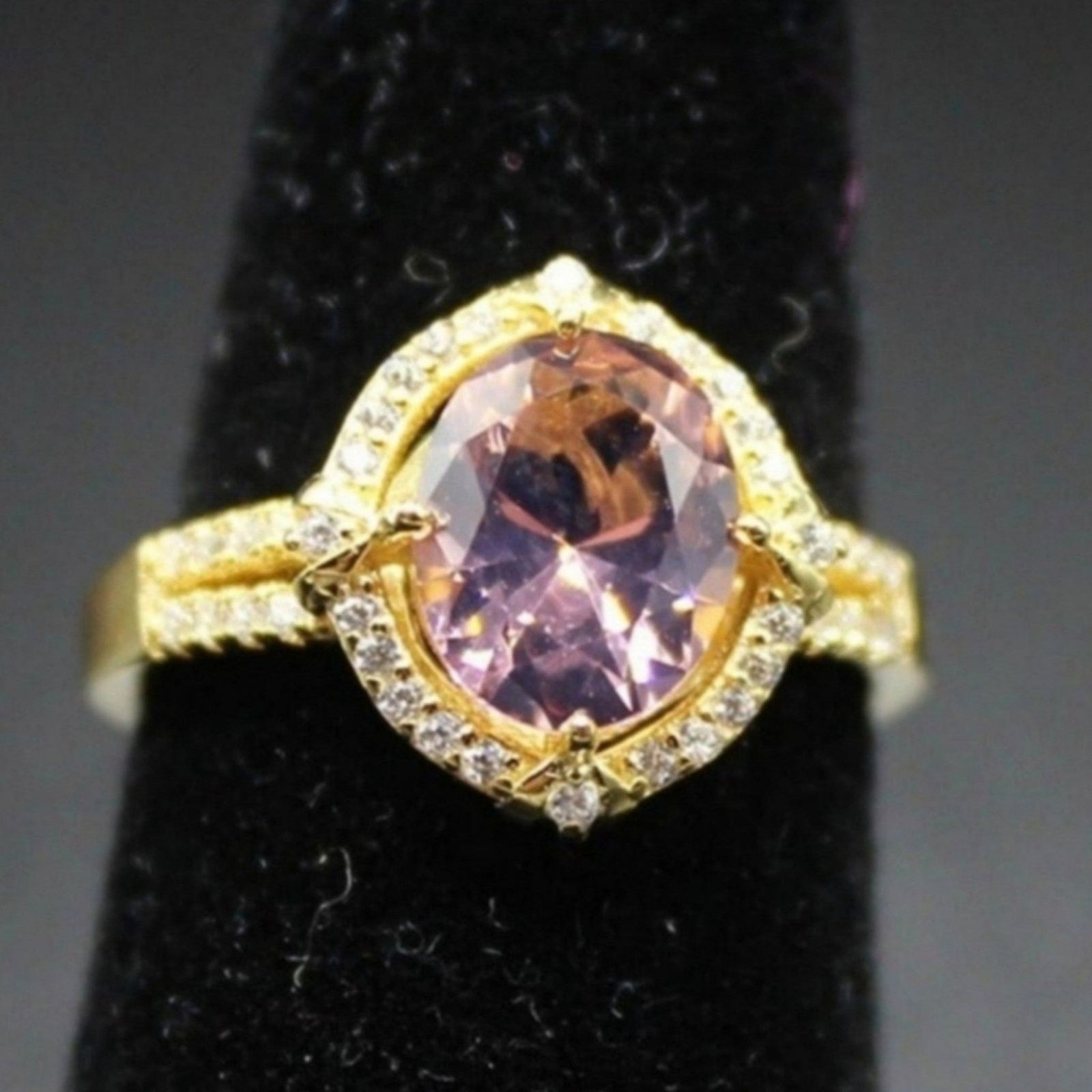 Ringspun Pigeon Egg Ring 925 Sterling Silver 18k Yellow Gold/Pink 7 Size ONE SIZE - 5 Thumbnail
