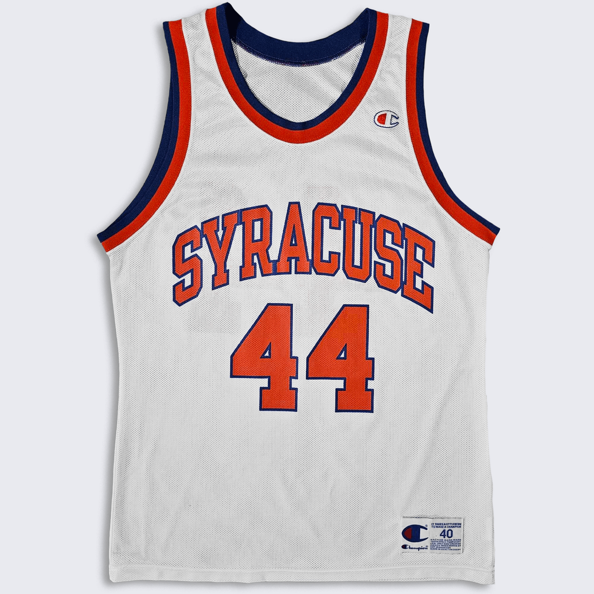 image of Syracuse Orange Men Vintage 90's Champion Basketball Jersey in White Orange (Size Medium)