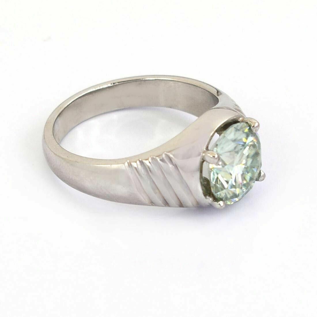 Handmade Hand Made Silver Solitaire Off White Diamond Ring 2.40 Cts Size ONE SIZE - 3 Thumbnail