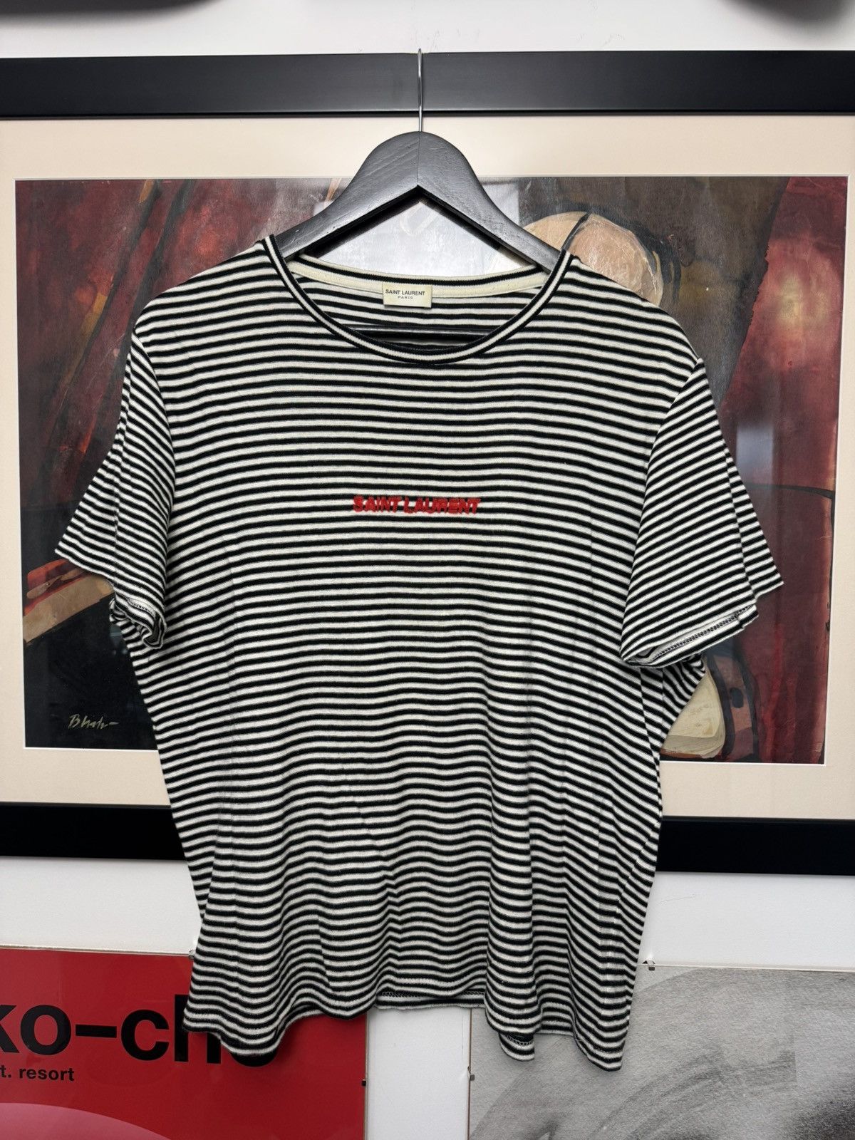 Saint Laurent Paris Saint Laurent Knit Stripe Tee Designer Luxury Center Logo Size US M / EU 48-50 / 2 - 1 Thumbnail