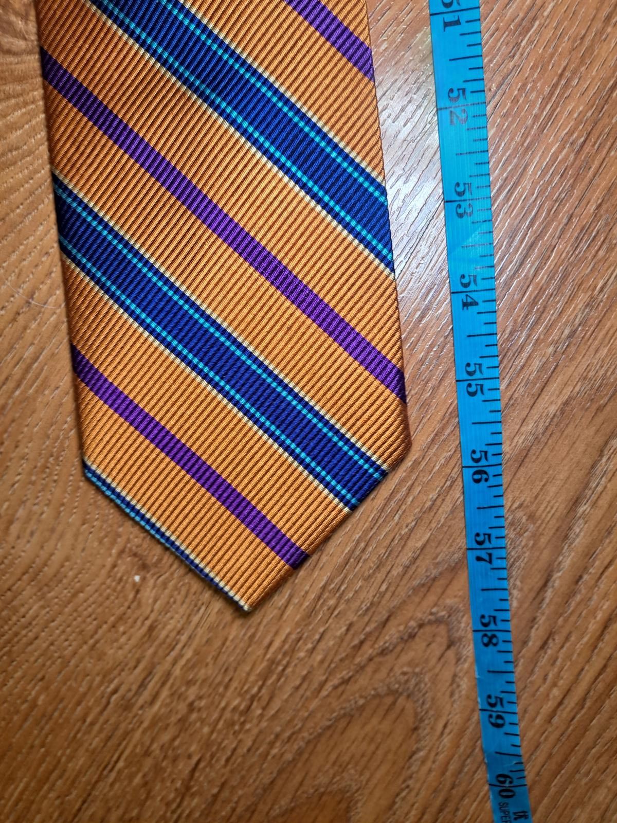Robert Talbott Robert Talbott Silk Tie Orange Multicolor Striped Wide Size ONE SIZE - 7 Thumbnail