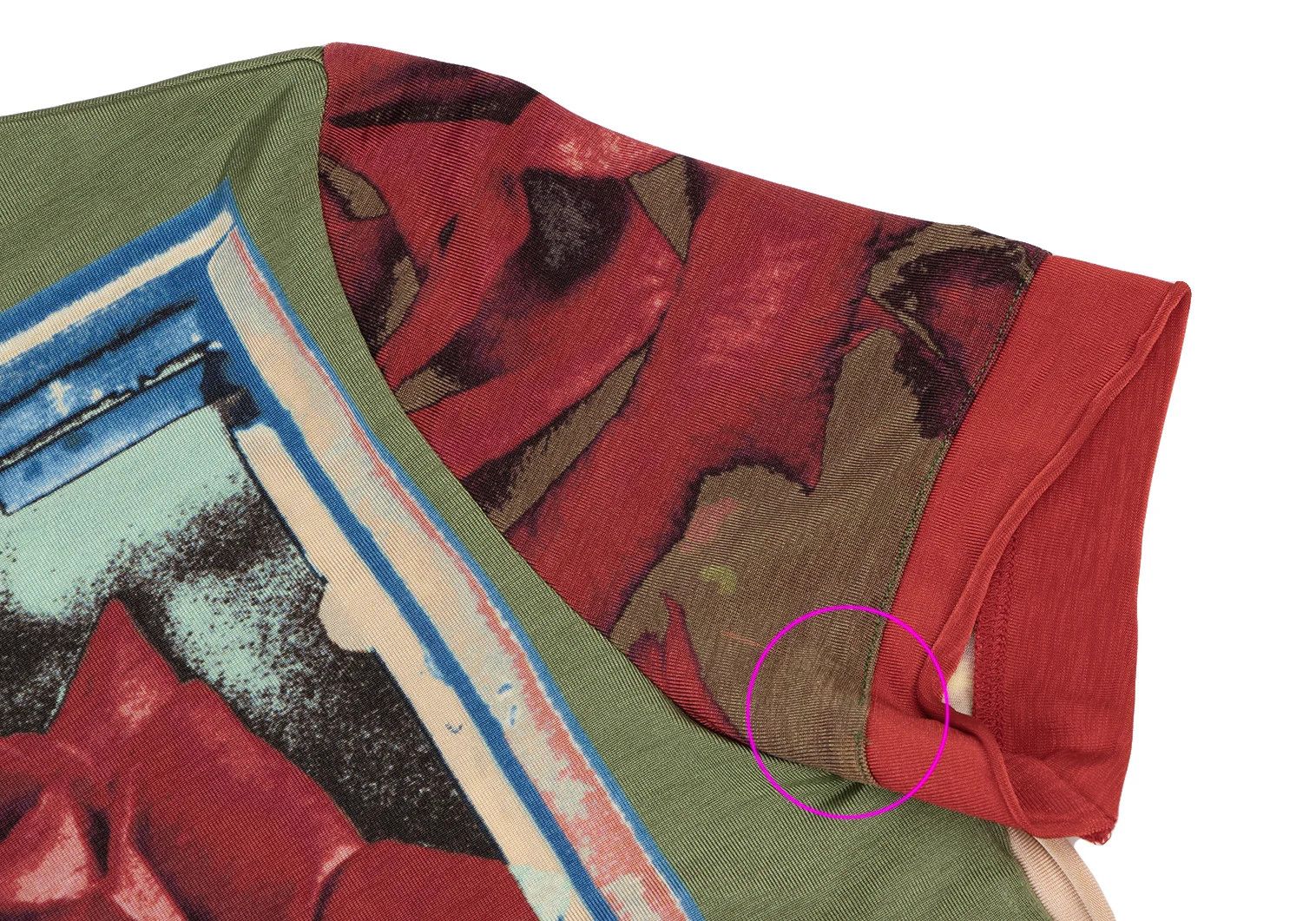 Jean Paul Gaultier Rose Print Nylon Stretch T-Shirt in Red Multi, Size 48 Size US M / EU 48-50 / 2 - 6 Thumbnail