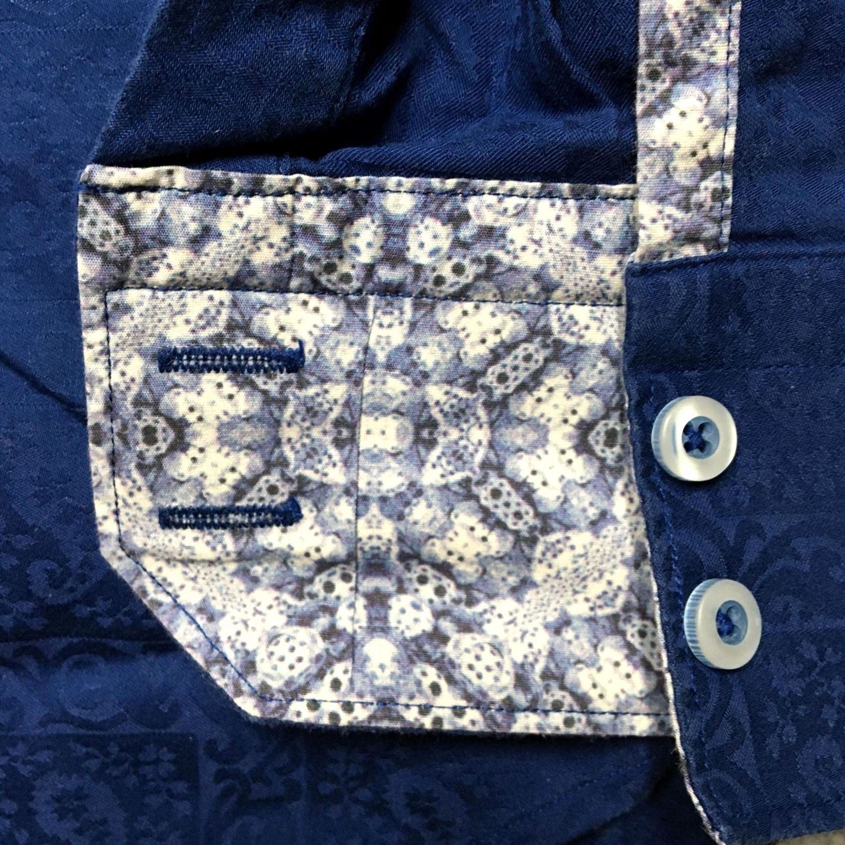 Robert Graham Robert Graham Shirt Mens 3XL Blue Classic Fit Skull Cuff Cotton Dress Shirt Size 48R - 3 Thumbnail