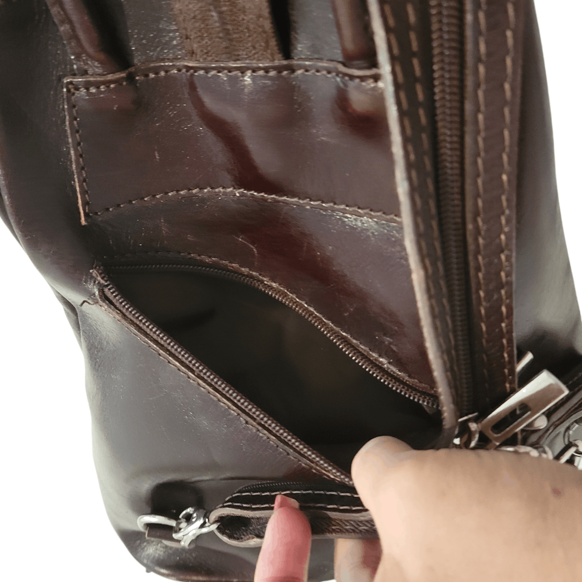 NBDN Nobrandedon Vintage Brown Leather Backpack Medium Shoulder Bag Size ONE SIZE - 14 Thumbnail