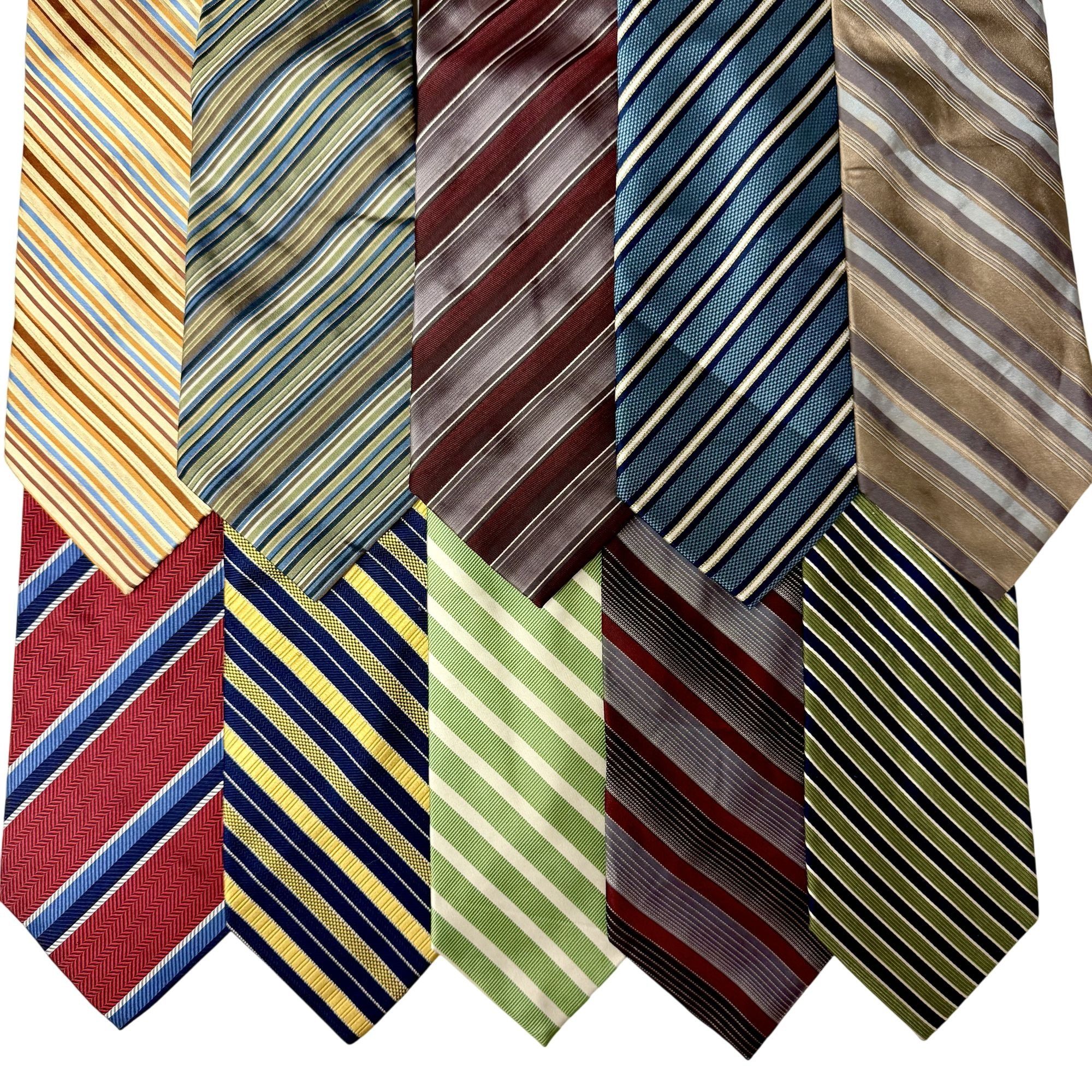 Nautica 10 pc Designer Thick Woven Silk STRIPE Ties Necktie Lot Size ONE SIZE - 1 Thumbnail