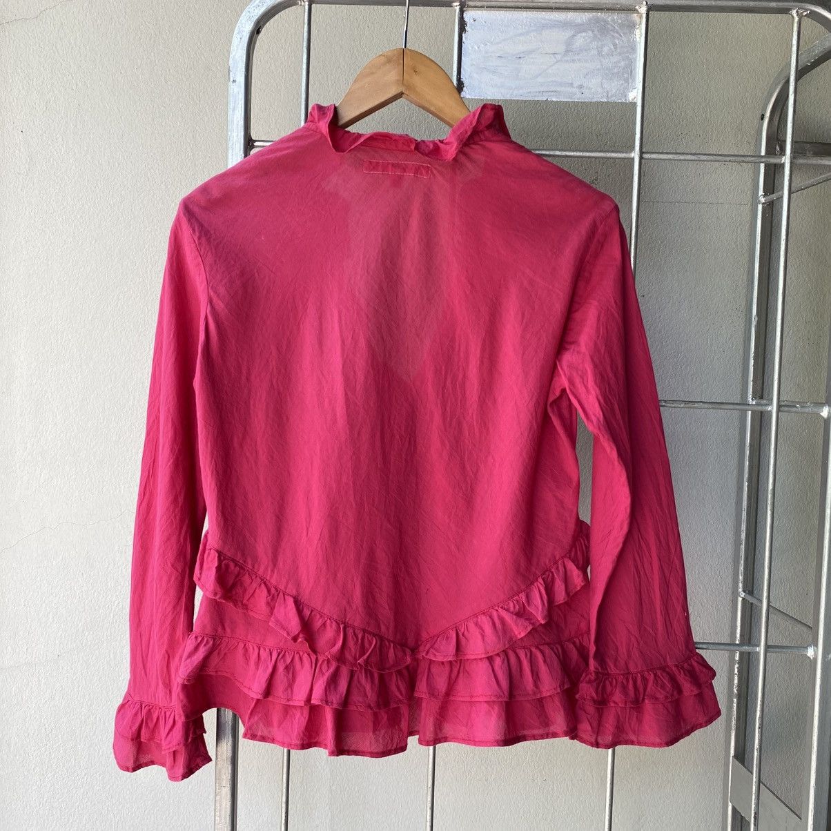 Designer × Japanese Brand H.Ranch Market Y2K Pink Ruffled V-Neck Blouse Size XS / US 0-2 / IT 36-38 - 22 Thumbnail