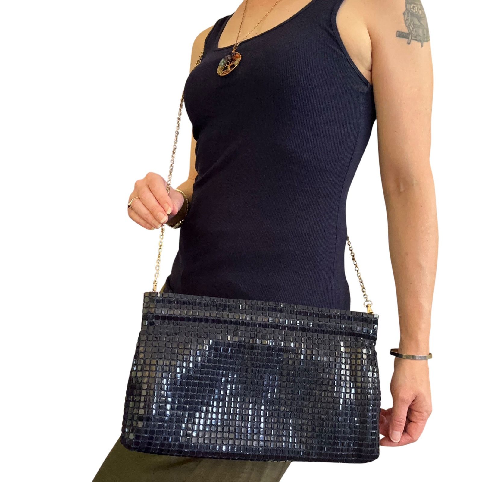 Vintage Vintage Lumured Navy Blue Luma Mesh Frame Crossbody Clutch Size ONE SIZE - 2 Thumbnail