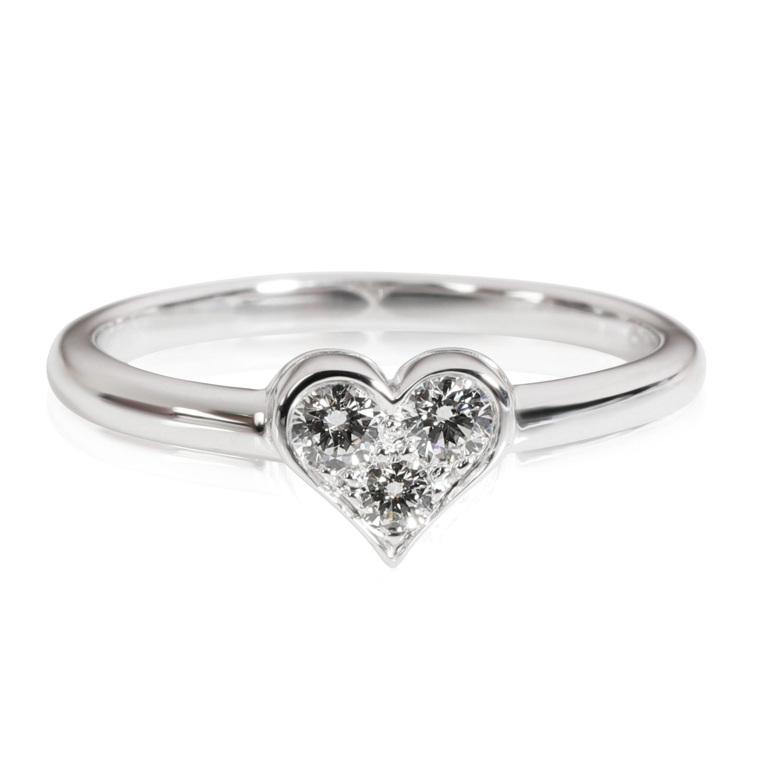 image of Tiffany Co Tiffany & Co. Diamond Heart Ring In Platinum 0.19 Ctw in Silver, Women's