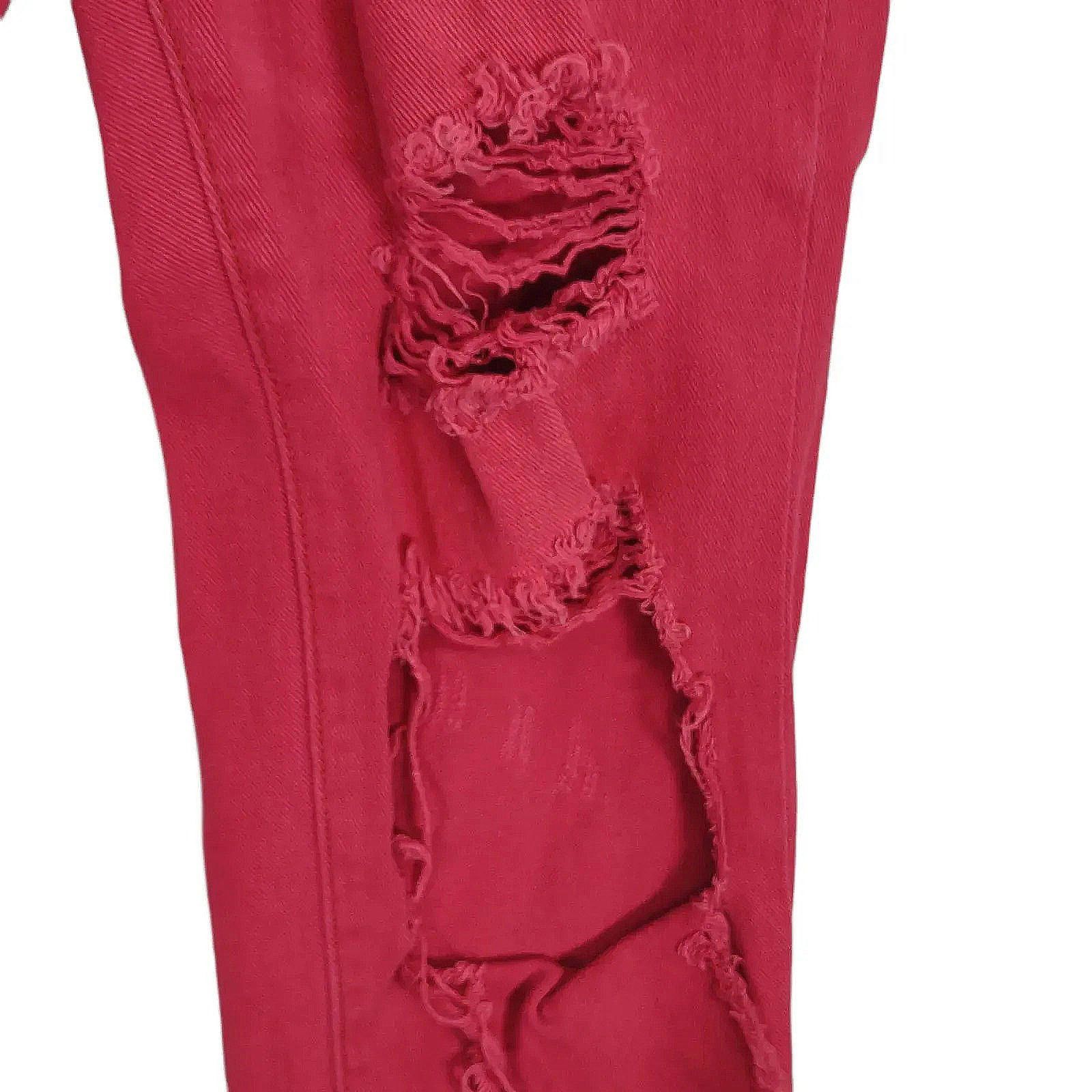 One Teaspoon One Teaspoon High Waist Awesome Baggies Red Distressed Jeans Size 28" / US 6 / IT 42 - 8 Thumbnail