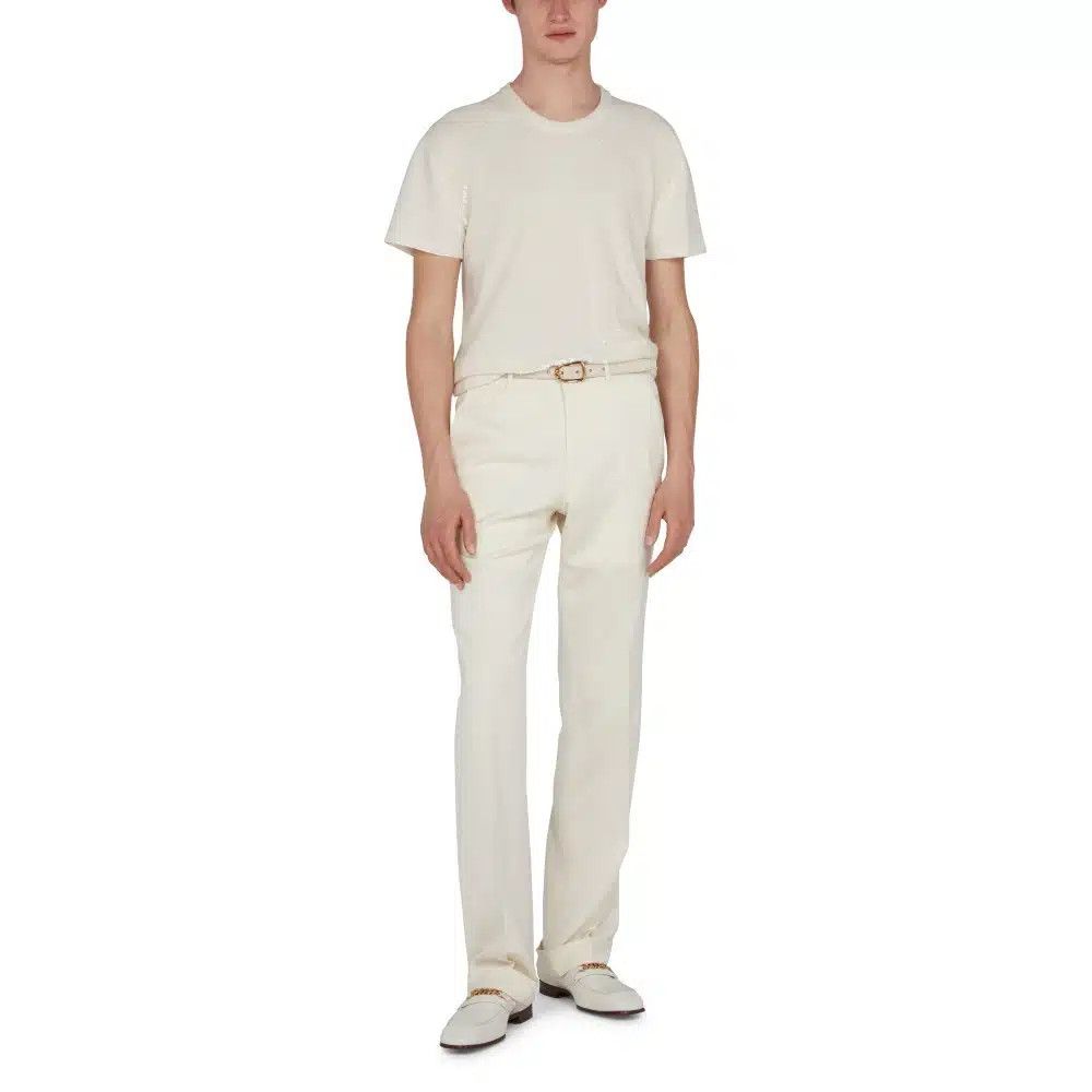 Tom Ford o1loc1c0226 KCS004 Silk Sequined Crewneck T-Shirt in White Size US L / EU 52-54 / 3 - 4 Thumbnail