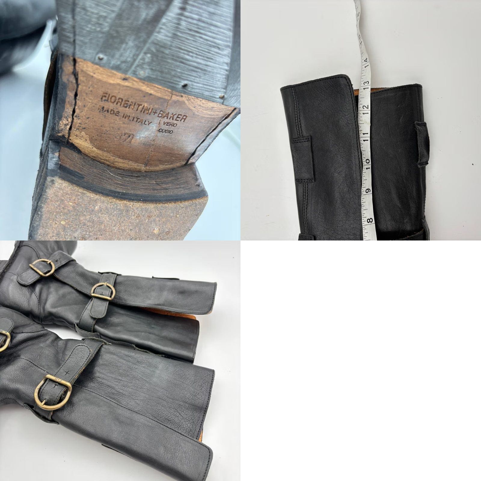 Vintage Fiorentini + Baker Boots Black Leather Buckle Women's 37 Boho Eternity 7040 Size US 7 / IT 37 - 8 Thumbnail