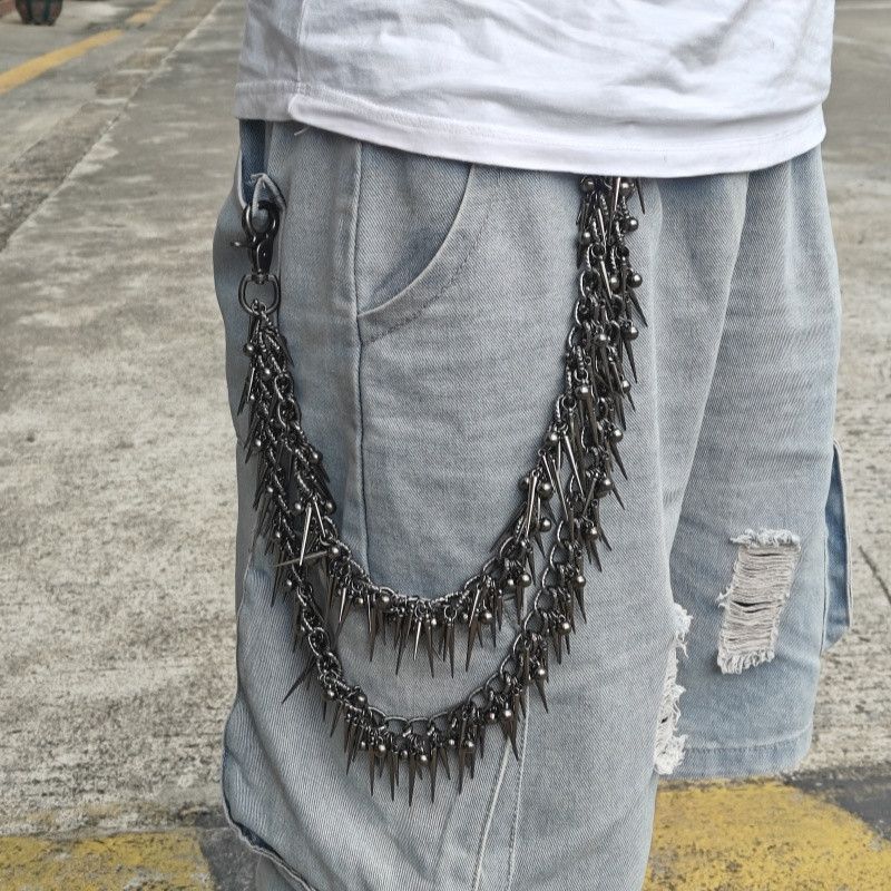 Jewelry Exaggerate Punk Double Layer Rivet Pants Chain Accessories Size ONE SIZE - 1 Thumbnail