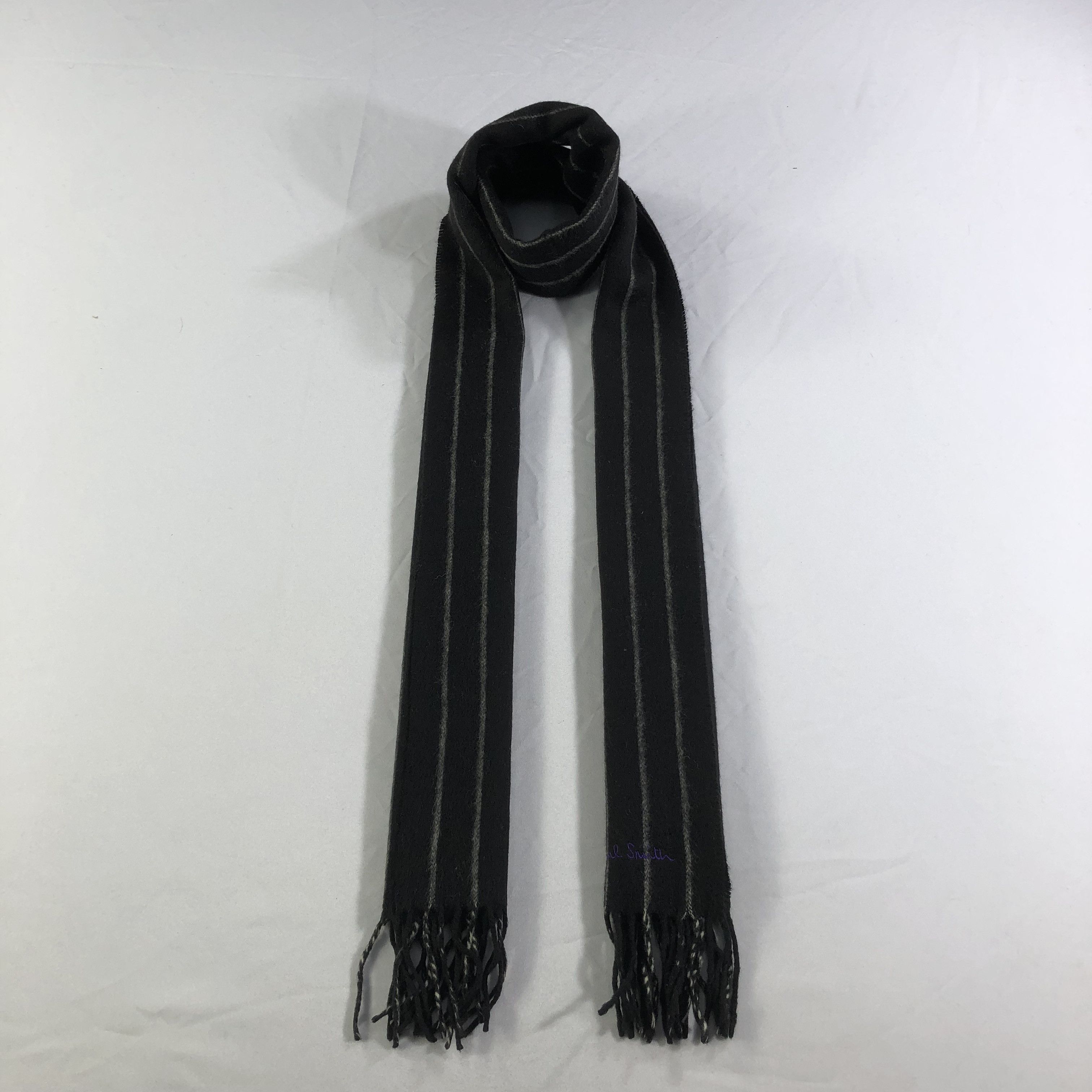 Paul Smith Paul Smith Black Striped Cashmere Scarf Muffler V1539 Size ONE SIZE - 1 Thumbnail