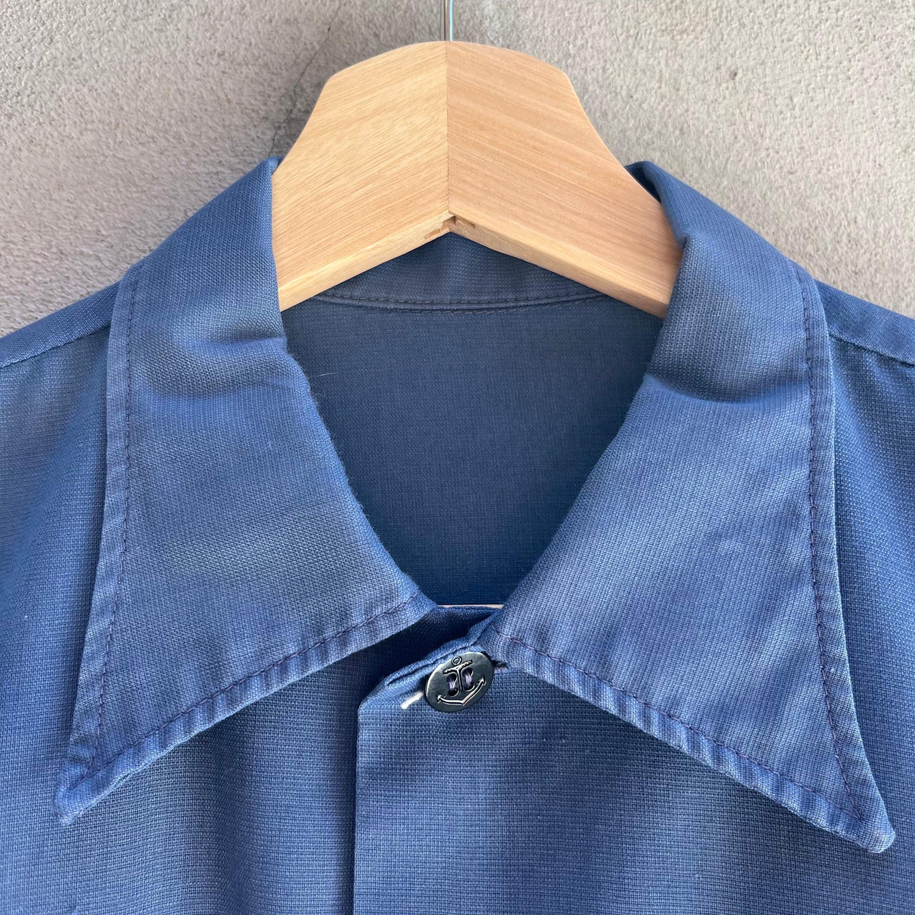 Vintage 70's USN Utility Blue Button Down Long Sleeve Shirt Size US L / EU 52-54 / 3 - 5 Thumbnail