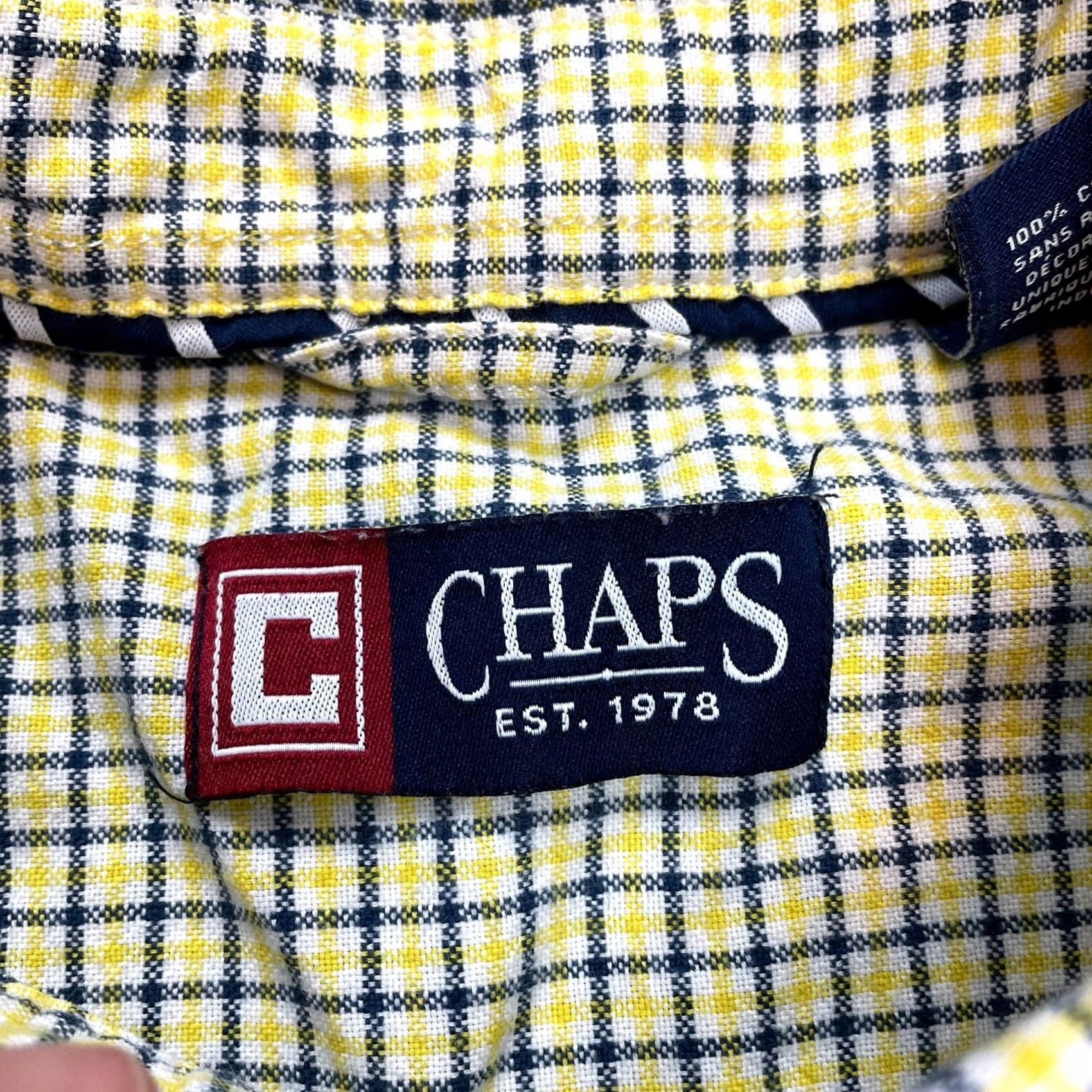 Chaps Chaps Shirt Mens 2XL Long Sleeve Button-Down Yellow Check Cotton Pocket Logo VINTAGE Size US XXL / EU 58 / 5 - 6 Thumbnail