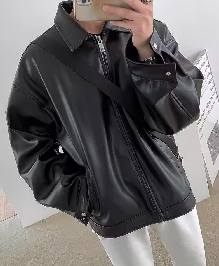 Japanese Brand Artificial leather Hip Hop Gothic Rock Bomber Jacket Coat Size US XXL / EU 58 / 5 - 3 Thumbnail
