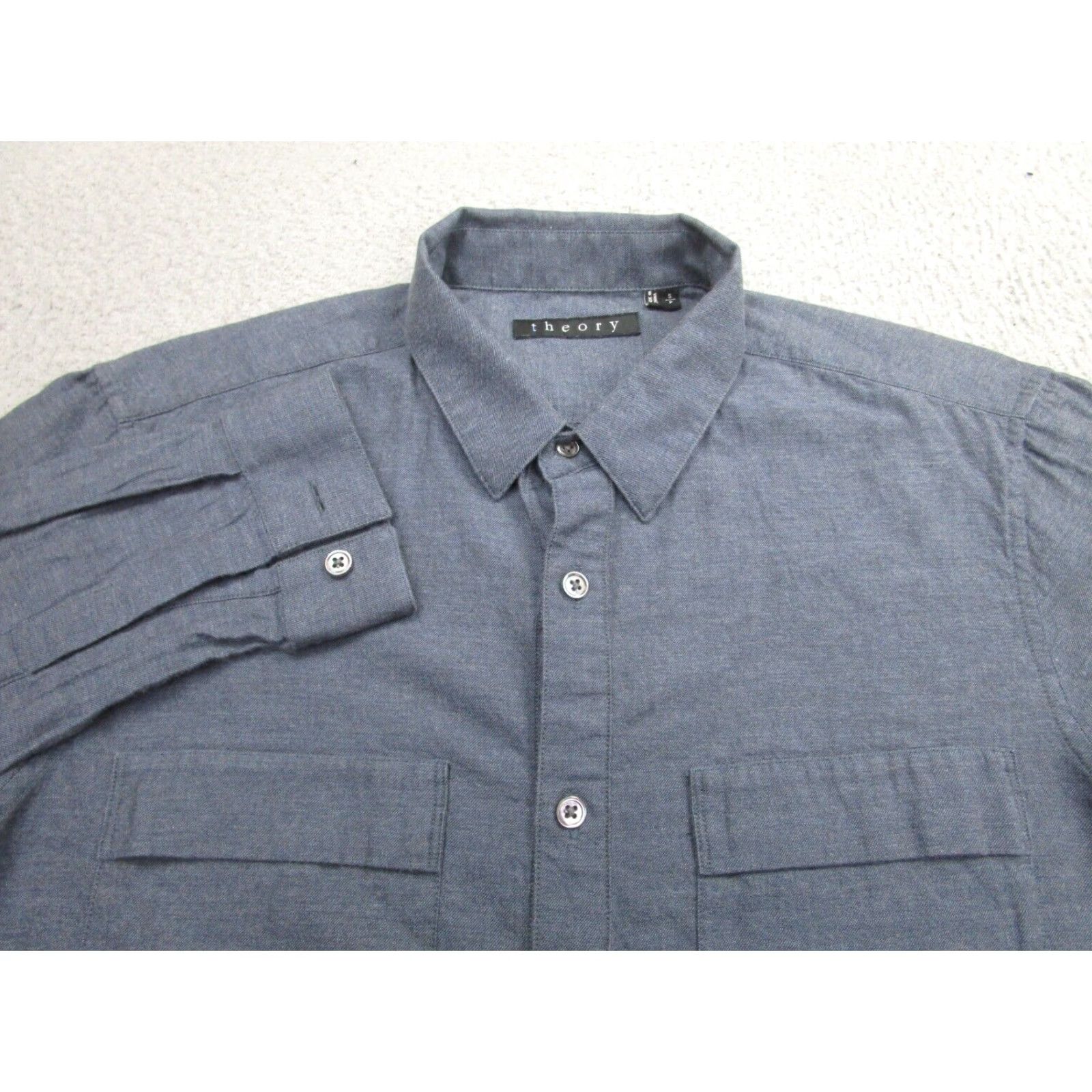 Theory Theory Button-Up Shirt Mens Small Blue Long Sleeve Casual Workwear Size US S / EU 44-46 / 1 - 3 Thumbnail